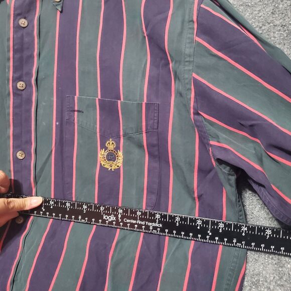 Vintage 90s Faconnable Shirt Large Mens Striped Albert Goldberg Button Down - Picture 6 of 12